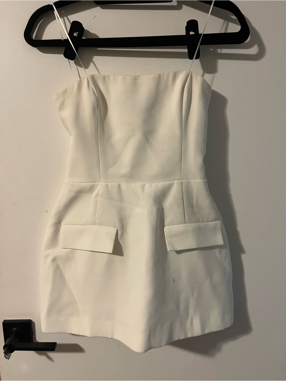 Amanda Uprichard White Strapless Pocket Mini Dress